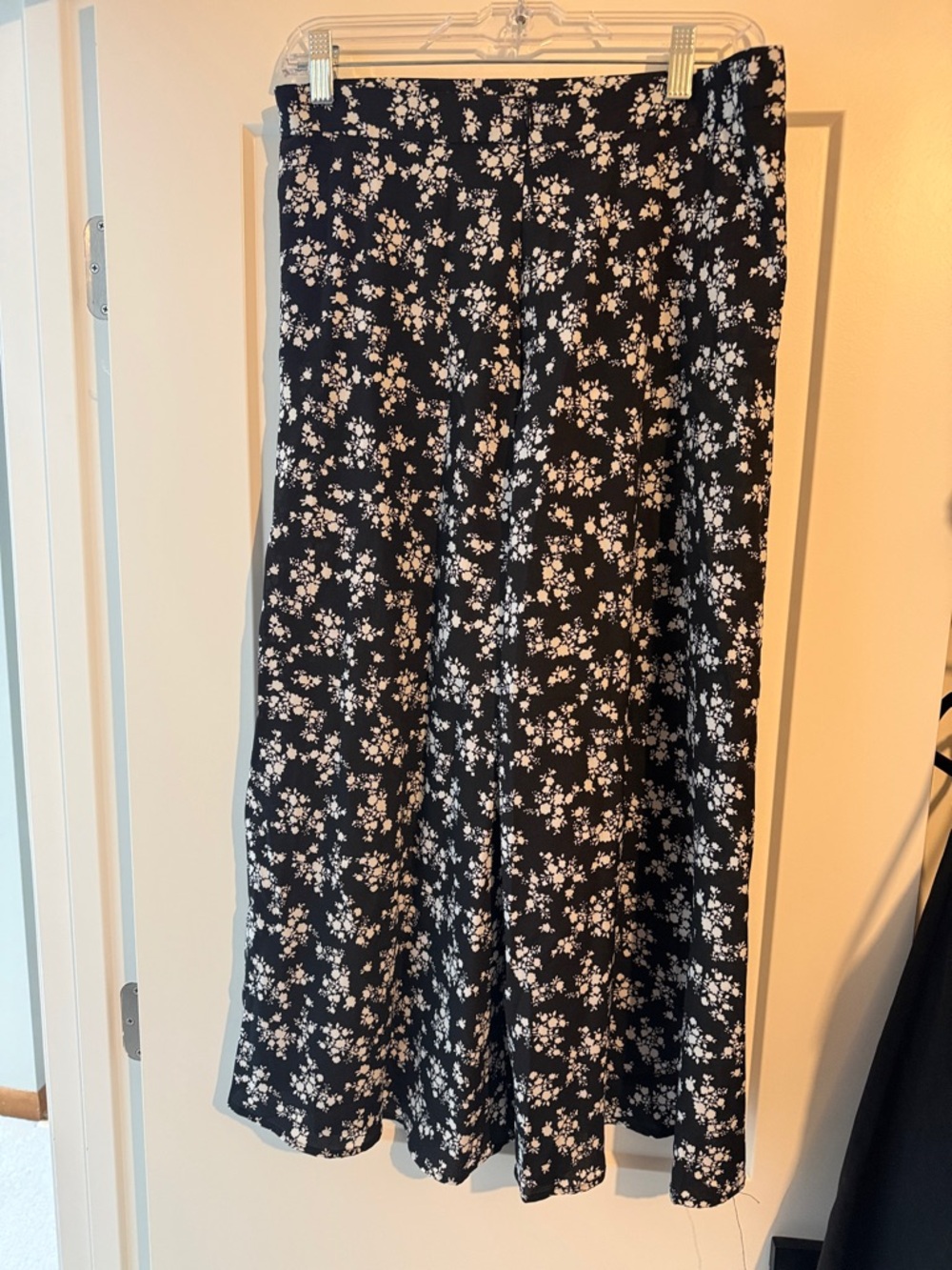 Black Floral Midi Skirt - Flowy Women's Skirt